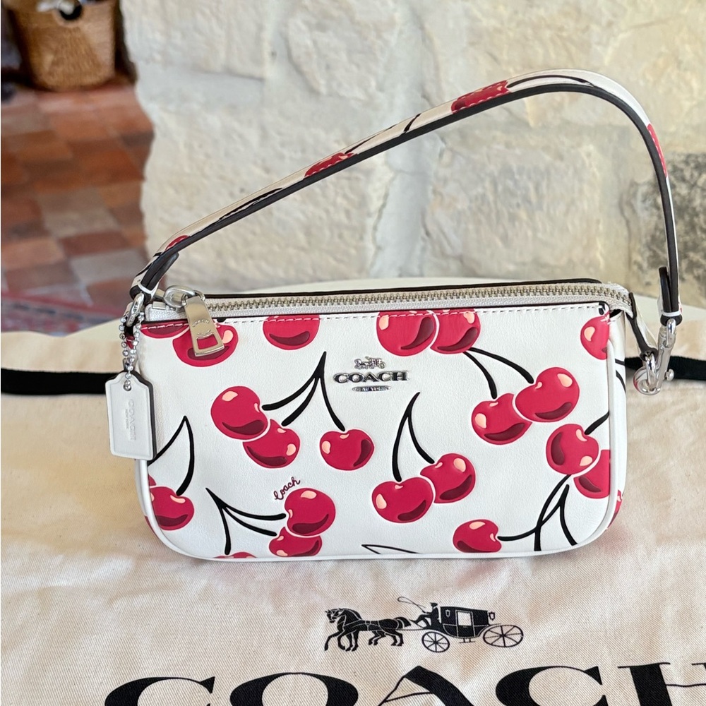 Coach | Bags | Coach Cherry Print Shoulder Bag In White And Red